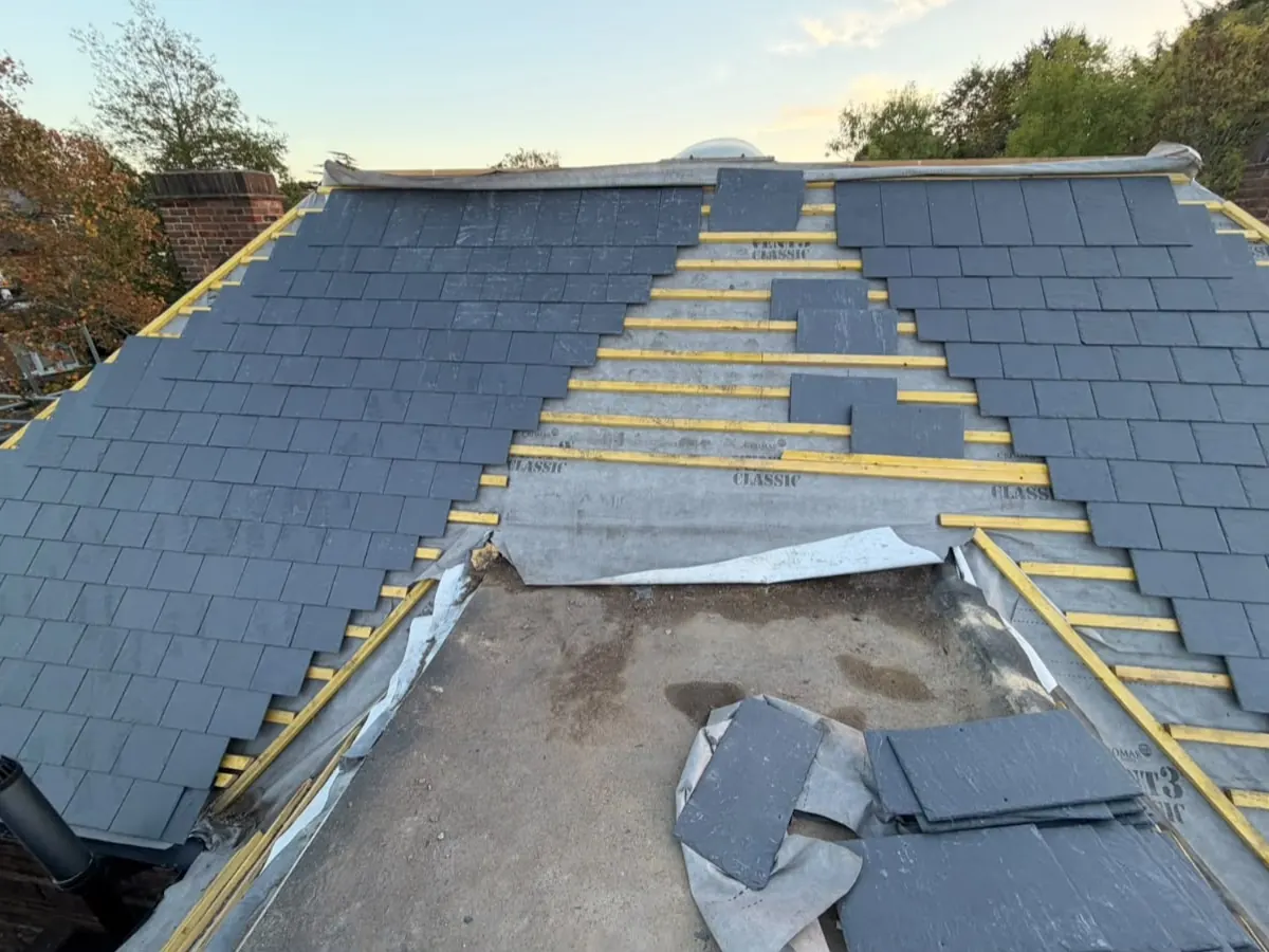 Re-roof in progress – Stratton Roofing job #16, Sussex