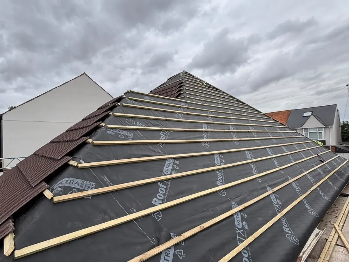 Re-roof in progress – Stratton Roofing job #46, Sussex